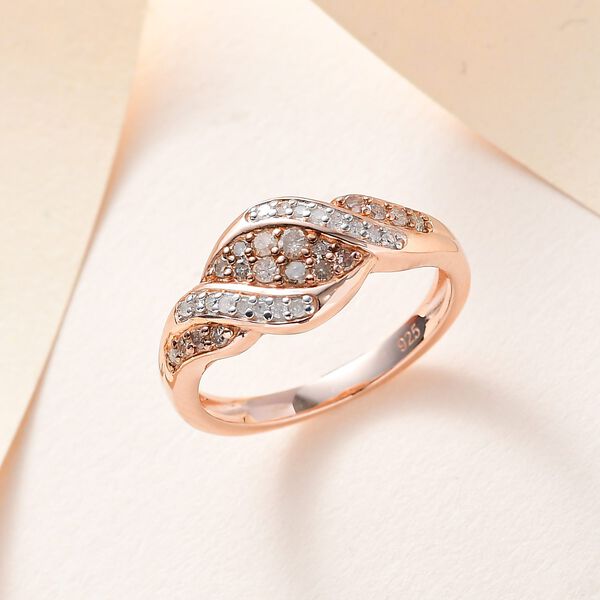 Nat&uuml;rlicher Champagner und wei&szlig;er Diamant-Ring - 0,33 ct. image number 1