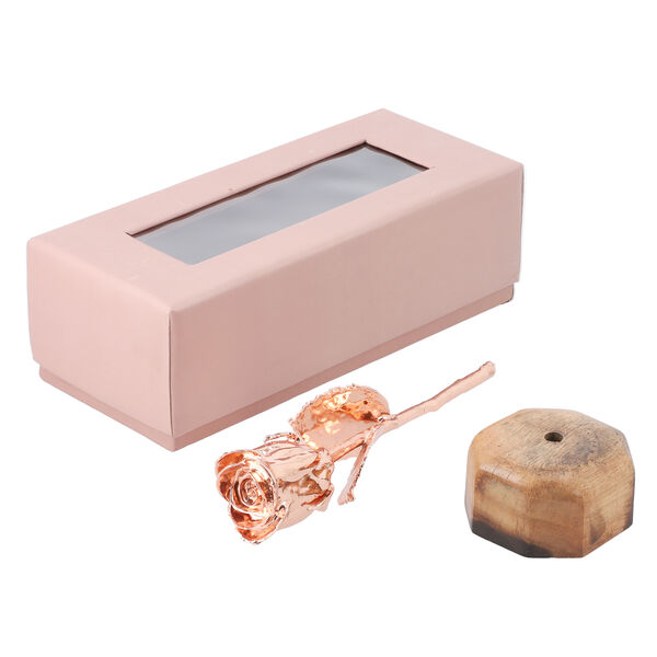 Rose mit Holzständer, rosegold image number 5