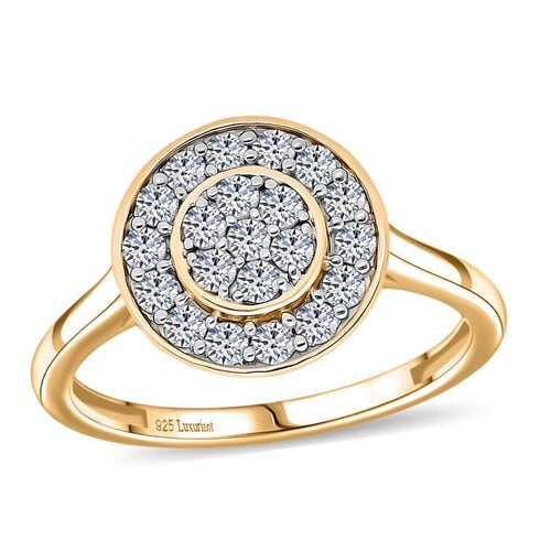 Lab Grown Diamant SI Ring 925 Silber 750 Gelbgold Vermeil (Größe 17.00) ca. 0,53 ct image number 3