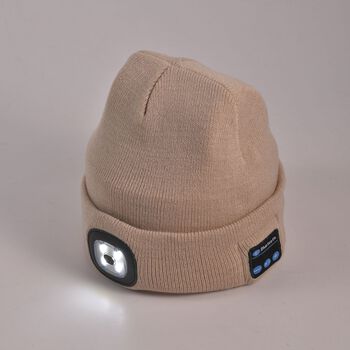 Strickm&uuml;tze mit LED Licht, Beige