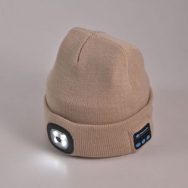 Strickmütze mit LED Licht, Beige image number 2