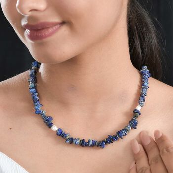 Sodalith und S&uuml;&szlig;wasserperle Halskette, 70 cm - 308,45 ct.