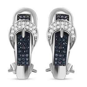 Weiße und blaue Diamant Ohrringe, ca. 0.36 ct.