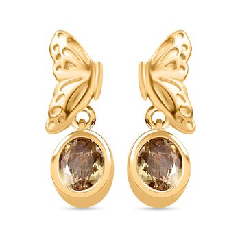 AA Nat&uuml;rlicher goldener Tansanit Ohrringe 925 Silber 750 Gelbgold Vermeil ca. 0.67 ct