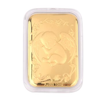 EXKLUSIVES GESCHENK - 999er fiengoldplatte mit Engelsblatt Motiv 10mg