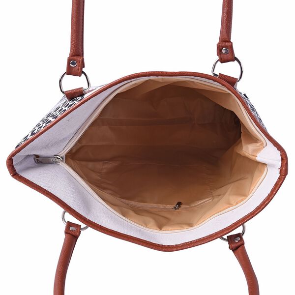 Handtasche mit Kunstleder-Griff, Leopard-Muster image number 3