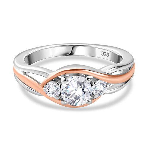 Moissanit Ring 925 Silber Zweifarbige Beschichtung (Größe 16.00) ca. 0,57 ct image number 0
