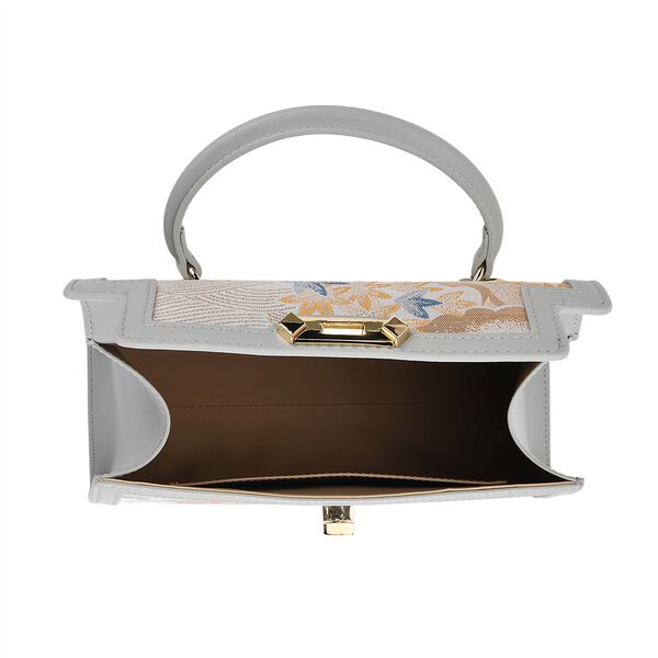 LA MAREY Crossbody Tasche aus 80% Seidenbrokat und 20% Echtleder, 24x10x20cm, Blau image number 5