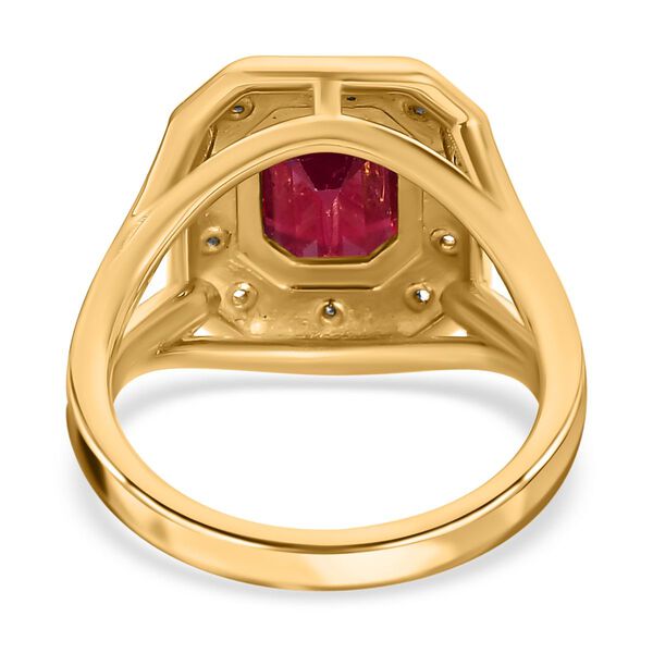 Afrikanischer Rubin (Fissure gefüllt), Weißer Zirkon Ring, 925 Silber vergoldet (Größe 17.00) ca. 2.55 ct image number 6