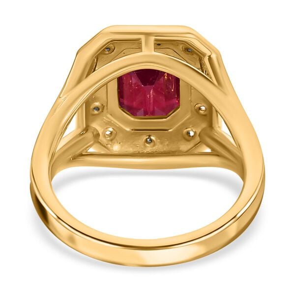Afrikanischer Rubin (Fissure gefüllt), Weißer Zirkon Ring, 925 Silber vergoldet (Größe 17.00) ca. 2.55 ct image number 6