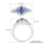 Tansanit und Zirkon Ring 925 Silber platiniert  ca. 0,97 ct image number 6