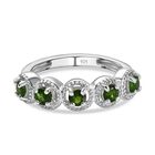 Natürlicher Chromdiopsid Ring, 925 Silber platiniert, (Größe 21.00) ca. 0.72 ct