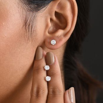 3er Set- D'Joy Moissanit Ohrringe, 925 Silber 750 Gelb Vergoldet ca. 2.58 ct