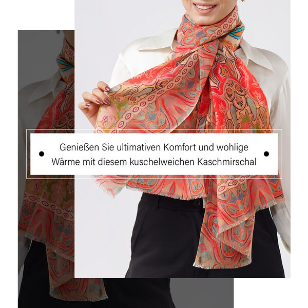 LA MAREY Schal aus 100% Premium-Kaschmir mit Digitaldruck, 70x200 cm, Paisleymuster image number 1