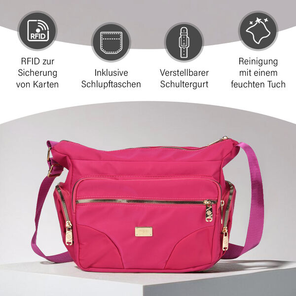 Stylische Umhängetasche mit verstellbarem Gurt und RFID-Schutz, Pink image number 3