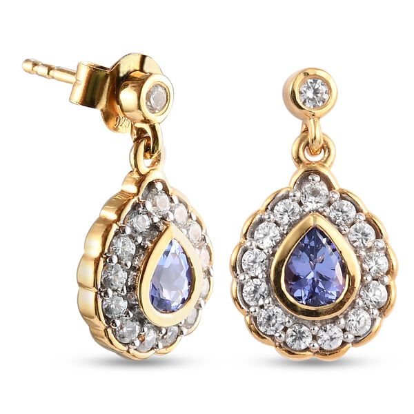 Tansanit und Zirkon Ohrh&auml;nger 925 Silber vergoldet ca. 1,39 ct&nbsp; image number 4