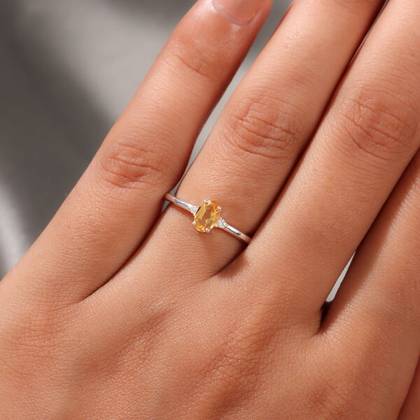 Citrin und Weißer Simulierter Diamant Ring 925 Silber  ca. 0,50 ct image number 3