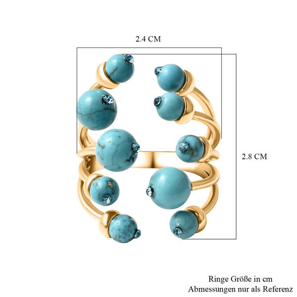 Blauer Howlit Ring, Messing image number 6