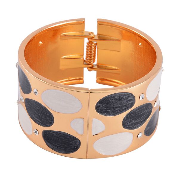 Emailliertes Pebble-Muster-Armreif, Weißer Kristall, ca. 18 cm image number 5