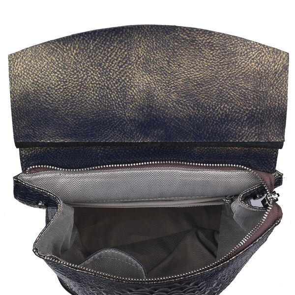 Rucksack aus 100% echtem Leder mit Kroko-Pr&auml;gung, Bronze image number 5