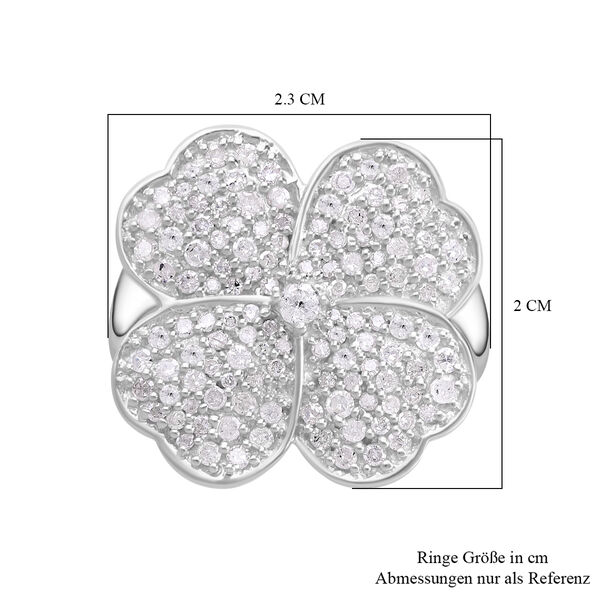Wei&szlig;er Diamant Ring, 925 Silber platiniert (Gr&ouml;&szlig;e 21.00) ca. 1.00 ct Blume 1.01 ct image number 3