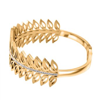 Wei&szlig;er Kristall Armreif ca. 19 cm Reiner Edelstahl, Goldfarben