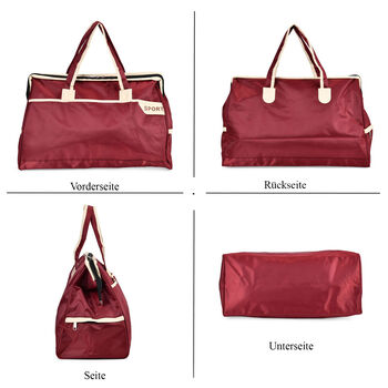 Elegante Nylon-Reisetasche mit Gro&szlig;em Stauraum, Gr&ouml;&szlig;e: 48 x 22 x 29 cm, Burgunderrot