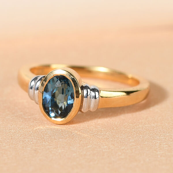 London Blau Topas Ring 925 Silber Bicolor  ca. 0,99 ct image number 2