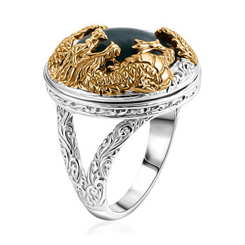 D'Joy Royal Bali EXTREM SELTEN - Nat&uuml;rlicher Olmek Jadeit Ring 925 Silber (Gr&ouml;&szlig;e 17.00) ca. 13.79 ct