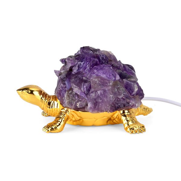 LIVMORE Leuchtende Kristallschildkr&ouml;te, Amethyst Optik, LED Licht, Lila image number 4