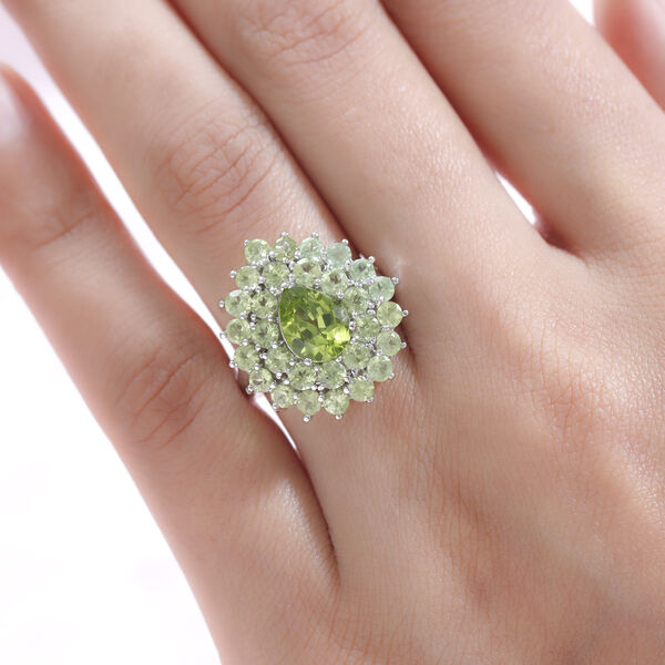 Natürlicher Peridot Ring 925 Silber platiniert  ca. 4,61 ct image number 3