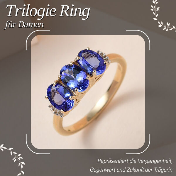 AAA Tansanit und Diamant Ring in 585 Gelbgold - 2,02 ct. image number 1