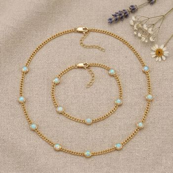 D'Joy AA &auml;thiopisches Welo Opal 19+2,5cm Armband und 45+5cm Halskette