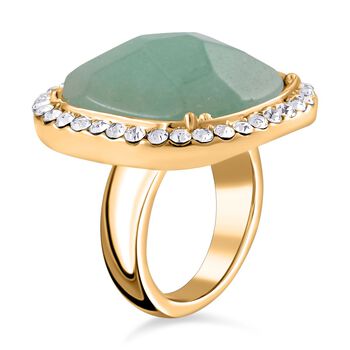 Gr&uuml;nes Aventurin und wei&szlig;es Kristall-Schmuckset