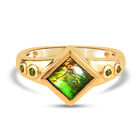 Ammolit und Natürlicher Chromdiopsid Ring 925 Silber vergoldet  ca. 1,07 ct image number 0