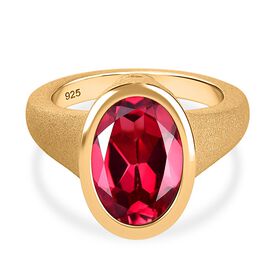 Lab Created Padparadscha-Saphir Ring 925 Silber Gelbgold Vermeil (Größe 17.00) ca. 7,10 ct