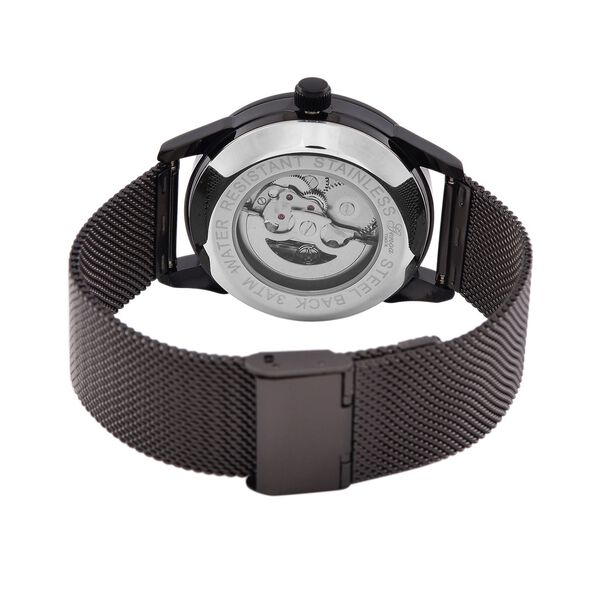 GENOA TIME V2 - Automatische mechanische Uhr mit Drachenmuster und Edelstahl-Mesharmband, 23 cm, schwarz, ca. 89,00g image number 7