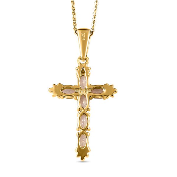 AAA Turkizit Kreuz-Anhänger mit Kette, 925 Silber Gelbgold Vermeil ca. 1.63 ct image number 5