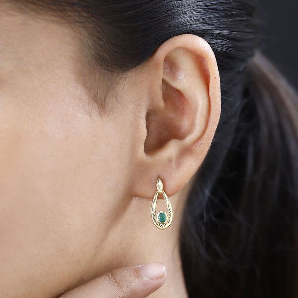 AAA Smaragd Ohrringe, 925 Silber Gelbgold Vermeil, ca. 0.34 ct image number 3