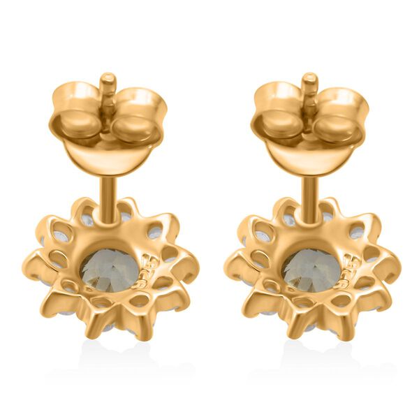 D'Joy AA Grüner Saphir, Weißer Zirkon Ohrringe 925 Silber vergoldet ca. 1,30 ct. image number 4