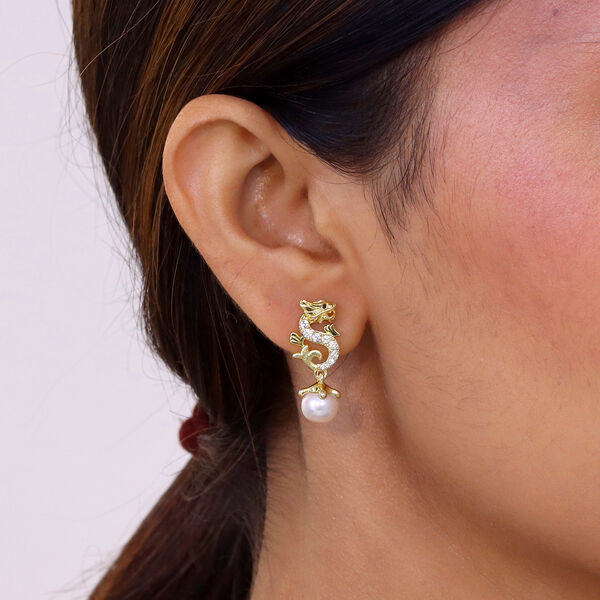 EVER TRUE S&uuml;&szlig;wasser Perle (7-7.5 mm), Wei&szlig;er Zirkon Ohrringe Nickelfreies Messing image number 2