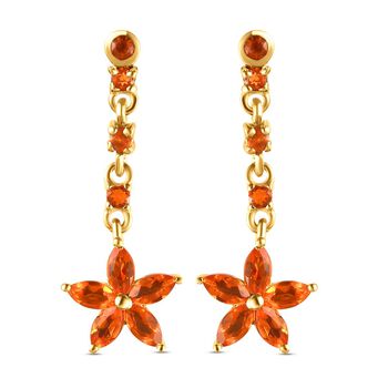 Salamanca Feueropal-Ohrringe, 925 Silber vergoldet ca. 0,73 ct