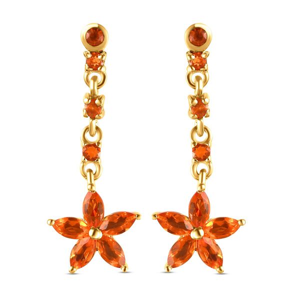 Salamanca Feueropal florale Ohrh&auml;nger, 925 Silber vergoldet, 0,73 ct.