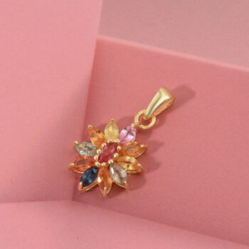 D'Joy Mehrfarbig Saphir, Rosa Saphir Anh&auml;nger 925 Silber vergoldet ca. 1,13 ct.