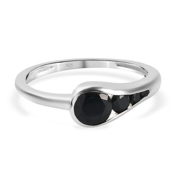 Schwarzer Spinell-Ring, 925 Silber (Gr&ouml;&szlig;e 16.00) ca. 0,88 ct