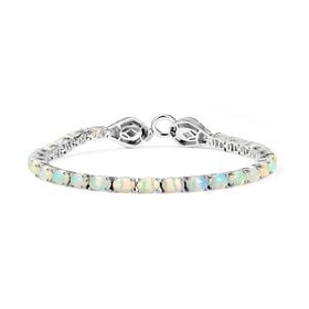 Natürliches, äthiopisches Welo Opal und schwarzes Spinell Armband