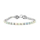 Natürlicher, äthiopischer Welo Opal, Schwarzer Spinell Armband ca. 20 cm 925 Silber rhodiniert ca. 8,99 ct.