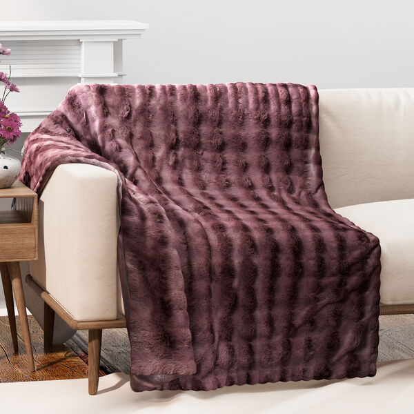 Serenity Night: Superweiche doppellagige Decke, luxuriöses Kunstfell mit Mikroplüschfutter, 150 x 200 cm, Rosenholz image number 2