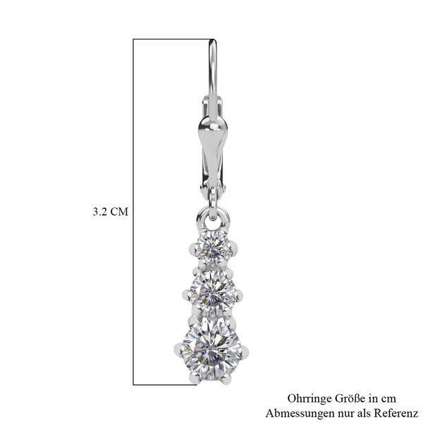 Moissanit Ohrringe 925 Silber rhodiniert ca. 1,61 ct. image number 5