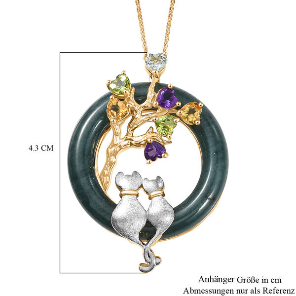 GP - Olmek Jade, Himmelblauer Topas Schmuckset ca. 50 cm 925 Silber 750 Gelbgold Vermeil ca. 27.47 ct image number 7